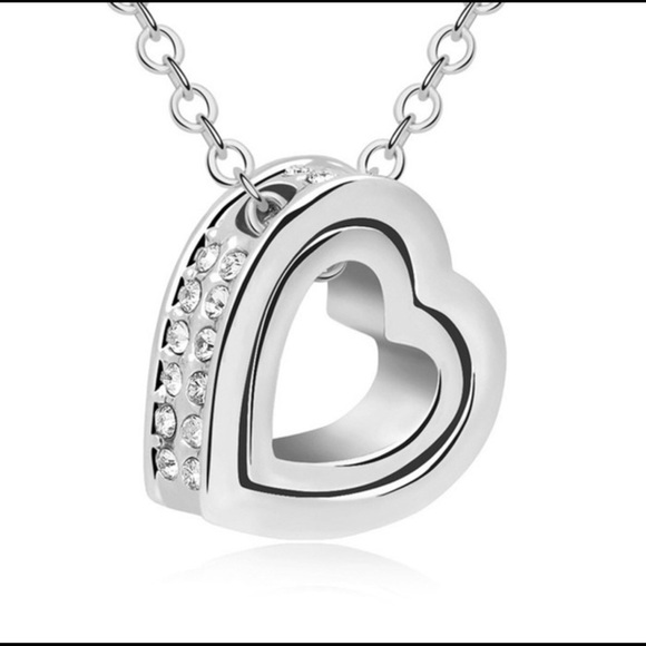 Jewelry - New silver 925 double heart adjustable necklace